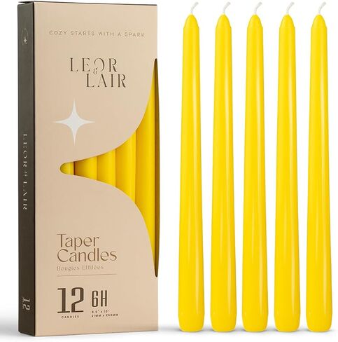 شموع Leor & Lair العاجية - 12 شمعدان عاجي مقاس 10 بوصات - أعواد شموع كريمية غير معطرة لتزيين المنزل، وطاولات العطلات، وحفلات الزفاف، والمطاعم والفعاليات التجارية in Kuwait