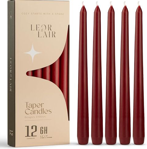 شموع Leor & Lair العاجية - 12 شمعدان عاجي مقاس 10 بوصات - أعواد شموع كريمية غير معطرة لتزيين المنزل، وطاولات العطلات، وحفلات الزفاف، والمطاعم والفعاليات التجارية in Kuwait