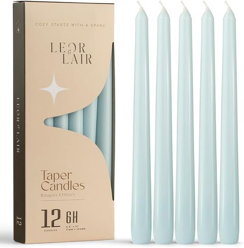 شموع Leor & Lair العاجية - 12 شمعدان عاجي مقاس 10 بوصات - أعواد شموع كريمية غير معطرة لتزيين المنزل، وطاولات العطلات، وحفلات الزفاف، والمطاعم والفعاليات التجارية in Kuwait