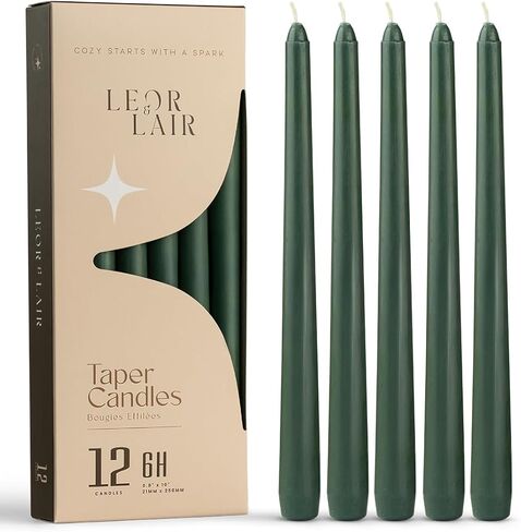 شموع Leor & Lair العاجية - 12 شمعدان عاجي مقاس 10 بوصات - أعواد شموع كريمية غير معطرة لتزيين المنزل، وطاولات العطلات، وحفلات الزفاف، والمطاعم والفعاليات التجارية in Kuwait