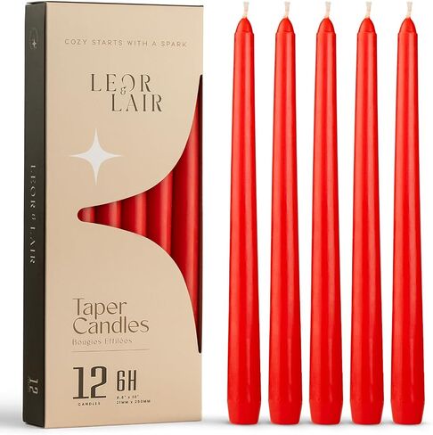 شموع Leor & Lair العاجية - 12 شمعدان عاجي مقاس 10 بوصات - أعواد شموع كريمية غير معطرة لتزيين المنزل، وطاولات العطلات، وحفلات الزفاف، والمطاعم والفعاليات التجارية in Kuwait