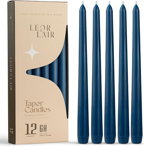 شموع Leor & Lair العاجية - 12 شمعدان عاجي مقاس 10 بوصات - أعواد شموع كريمية غير معطرة لتزيين المنزل، وطاولات العطلات، وحفلات الزفاف، والمطاعم والفعاليات التجارية in Kuwait