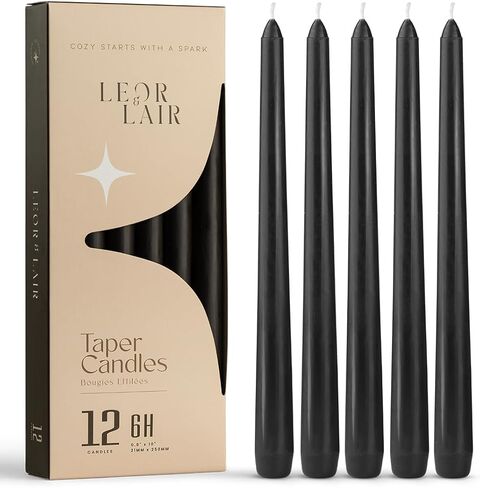 شموع Leor & Lair العاجية - 12 شمعدان عاجي مقاس 10 بوصات - أعواد شموع كريمية غير معطرة لتزيين المنزل، وطاولات العطلات، وحفلات الزفاف، والمطاعم والفعاليات التجارية in Kuwait