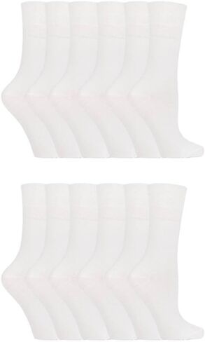 Gentle Grip - 12 pack womens non binding wide top colorful socks in 20 styles in Saudi Arabia