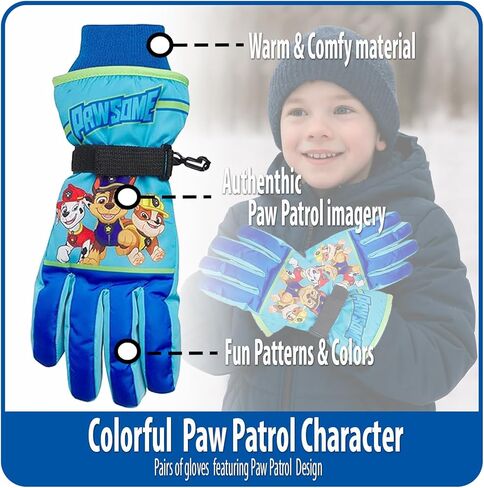قفازات Nicklelodeon Boys Paw Patrol للتزلج - Marshall، Chase، قفازات أو قفازات للتزلج على الركام (2T-7)، مقاس العمر 4-7، قفاز Paw Patrol مع أدوات تدفئة لليدين in Saudi Arabia