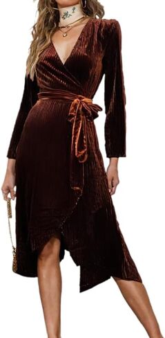 Deerhobbes Design your own Elegant Velvet Long Sleeve Dress for Women - Formal Velvet Maxi Dress for Women in Kuwait