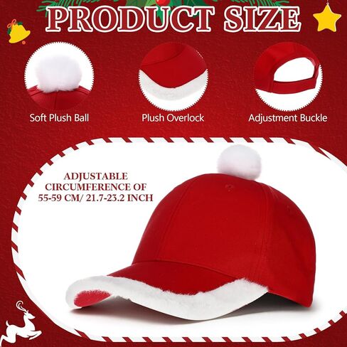 Hercicy 4 Pcs Christmas Baseball Cap Santa Cap for Women Men Vintage Adjustable Xmas Baseball Caps Funny Christmas Caps with Fuzzy Fur Pom in Saudi Arabia