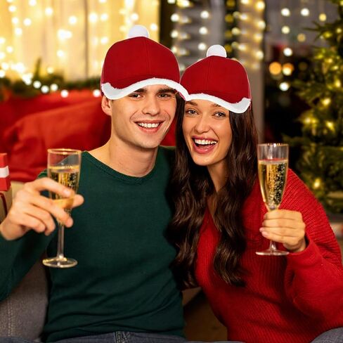 Hercicy 4 Pcs Christmas Baseball Cap Santa Cap for Women Men Vintage Adjustable Xmas Baseball Caps Funny Christmas Caps with Fuzzy Fur Pom in Saudi Arabia