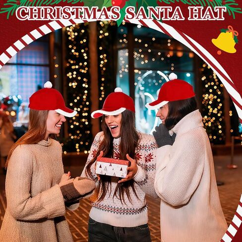 Hercicy 4 Pcs Christmas Baseball Cap Santa Cap for Women Men Vintage Adjustable Xmas Baseball Caps Funny Christmas Caps with Fuzzy Fur Pom in Saudi Arabia