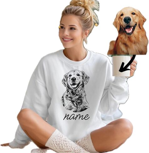 Handmade Custom Pet Photo Sweatshirt, Personalized Dog Photo & Name Hoodie, Unique for Dog Moms & Dads in Kuwait