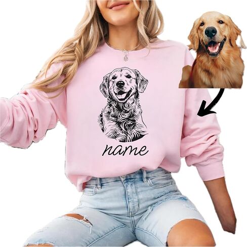 Handmade Custom Pet Photo Sweatshirt, Personalized Dog Photo & Name Hoodie, Unique for Dog Moms & Dads in Kuwait