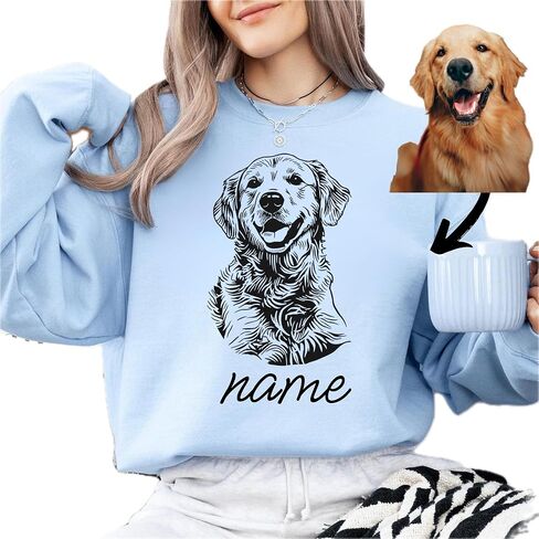 Handmade Custom Pet Photo Sweatshirt, Personalized Dog Photo & Name Hoodie, Unique for Dog Moms & Dads in Kuwait