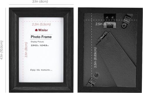 إطارات صور صغيرة مقاس 2.5 × 3.5 بوصة (عبوة من 6 قطع) - إطارات صور بولارويد صغيرة، للجدار والطاولة والمنزل وديكور المكتب، مجموعة إطار مضغوط متين للعائلة، حبيبات خشبية سوداء in Kuwait