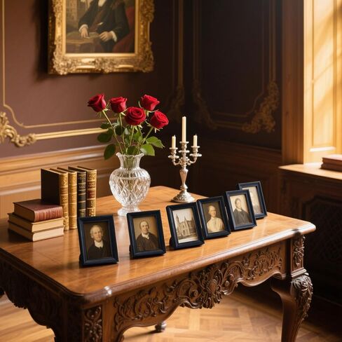 إطارات صور صغيرة مقاس 2.5 × 3.5 بوصة (عبوة من 6 قطع) - إطارات صور بولارويد صغيرة، للجدار والطاولة والمنزل وديكور المكتب، مجموعة إطار مضغوط متين للعائلة، حبيبات خشبية سوداء in Kuwait