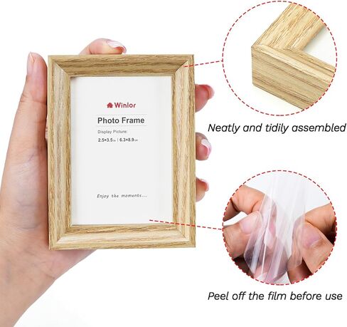 2.5x3.5 Mini Picture Frames Set of 6, Small Polaroid Photo Frame with HD Glass, FSC Certified Eco MDF Wood, Tabletop Desk & Wall Display for Instax Film, Baby Nursery Decor, Wallet Size, Gold in Kuwait
