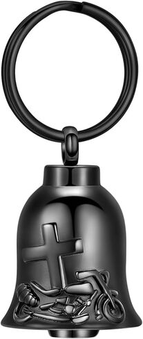 zeqingjw Bell Cremation Keychain for Ashes Holder Cross Motorcycle Cremation Jewelry Urn Keychain Keepsake Ashes Jewelry in Saudi Arabia