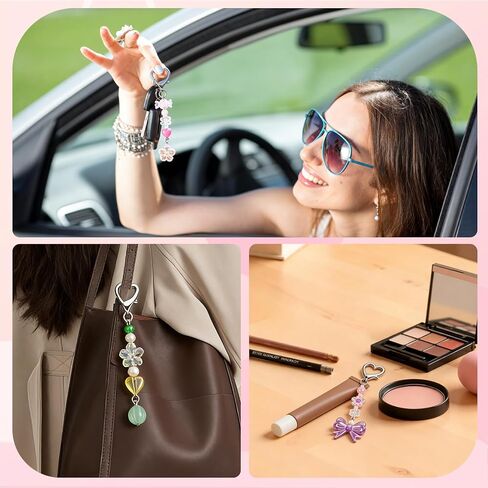 Lip Gloss Keychain Bulk, Lip Balm Holder Keychains with Cute Exquisite Charm Jewelry, Lipstick Keychain Accessories in Saudi Arabia