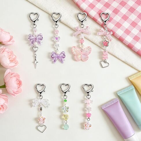 Lip Gloss Keychain Bulk, Lip Balm Holder Keychains with Cute Exquisite Charm Jewelry, Lipstick Keychain Accessories in Saudi Arabia