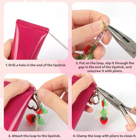 Lip Gloss Keychain Bulk, Lip Balm Holder Keychains with Cute Exquisite Charm Jewelry, Lipstick Keychain Accessories in Saudi Arabia