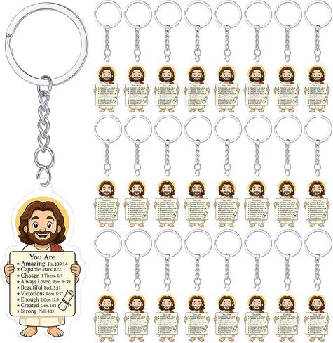 Nosiny 50 Pcs Acrylic Jesus Keychain Bulk Inspirational Mini Jesus Key Chain Religious Christian Keychains Gift Bulk for Sunday School Baptism Church in Saudi Arabia