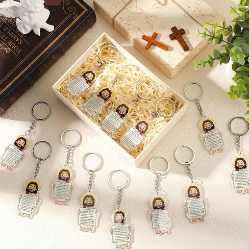 Nosiny 50 Pcs Acrylic Jesus Keychain Bulk Inspirational Mini Jesus Key Chain Religious Christian Keychains Gift Bulk for Sunday School Baptism Church in Saudi Arabia