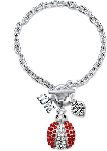 Inspired Silver - Silver Customized Charm Toggle Bracelet with Cubic Zirconia Jewelry in Saudi Arabia