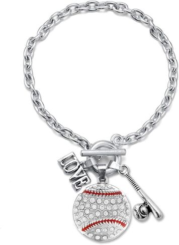 Inspired Silver - Silver Customized Charm Toggle Bracelet with Cubic Zirconia Jewelry in Saudi Arabia