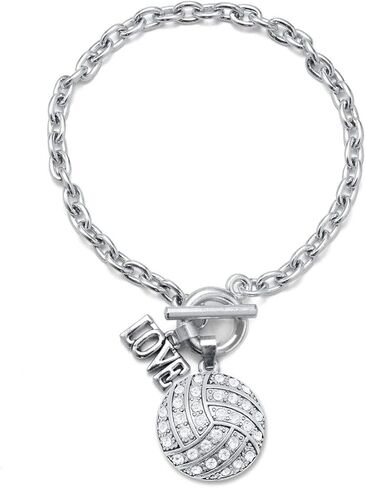 Inspired Silver - Silver Customized Charm Toggle Bracelet with Cubic Zirconia Jewelry in Saudi Arabia