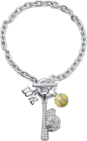 Inspired Silver - Silver Customized Charm Toggle Bracelet with Cubic Zirconia Jewelry in Saudi Arabia