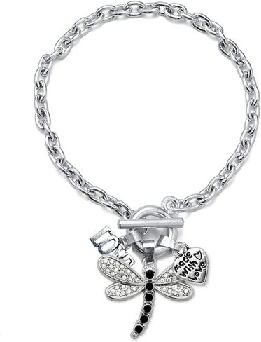 Inspired Silver - Silver Customized Charm Toggle Bracelet with Cubic Zirconia Jewelry in Saudi Arabia
