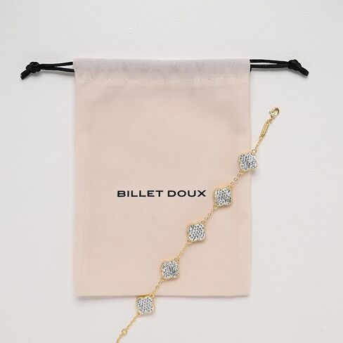 14k Gold Plated Sparkling White Cubic Zirconia Clover Bracelet for Women, Dainty Four Leaf Clover Sparkling White Bracelet, Adjustable Size, Trendy Jewelry Gifts For Her in Saudi Arabia