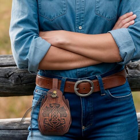 Retro Waist Bag, Belt Pouch, Vintage Leather Pouch, Portable Coin Purse for Travel, Style 4 in Saudi Arabia