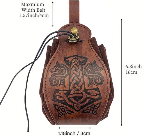 Retro Waist Bag, Belt Pouch, Vintage Leather Pouch, Portable Coin Purse for Travel, Style 4 in Saudi Arabia