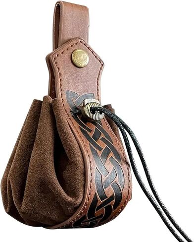 Retro Waist Bag, Belt Pouch, Vintage Leather Pouch, Portable Coin Purse for Travel, Style 4 in Saudi Arabia
