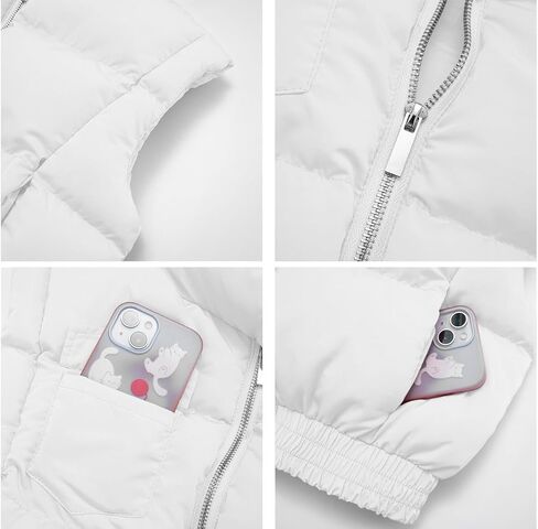 Ptorlio Puffer Vest Women Cropped Sleeveless Jacket Fall Winter Lightweight Stand Collar Zip Up Coat Outerwear in Saudi Arabia