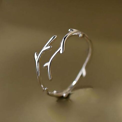 Fancy Leaf Olive Design Ring for Women Metal Silver Color Opening Finger Jewelry in Saudi Arabia