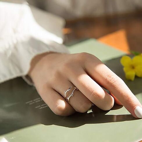Fancy Leaf Olive Design Ring for Women Metal Silver Color Opening Finger Jewelry in Saudi Arabia