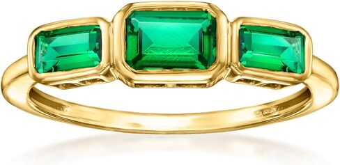 Pure Collection by Ross-Simons 0.80 ct. t.w. Lab-Grown Emerald 3-Stone Ring in 18kt Gold Over Sterling in Saudi Arabia