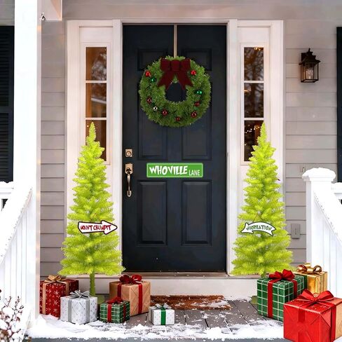 3FT Christmas Tree with Lights, 40 Led Battery Operated Powerd Bendable Mini Whimsical Lime Green Light Up Remote Contral Timer Curved Unique Artificial Xmas Decorations Small Fake Pine Tree Decor in Saudi Arabia