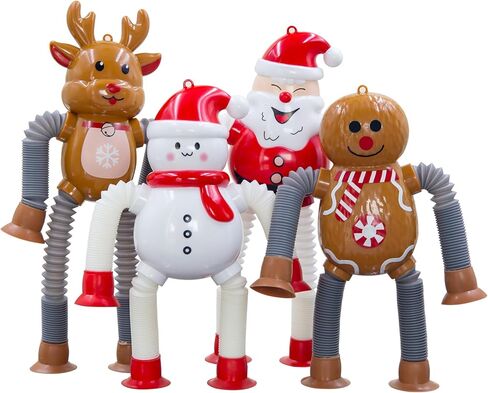 أنابيب البوب ​​ألعاب غريبة تململ للأطفال ، 4pack تململ ألعاب كأس شفط التلسكوبية للإجهاد وإغاثة القلق ، هدية سلة عيد الفصح للأطفال والأطفال الصغار (4 عبوات أجنبية) in Kuwait