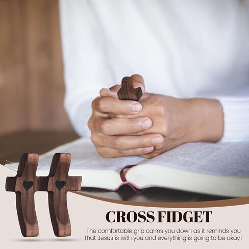Yaoerlingiiu 8PCs Wooden Fidget Cross My Heart -StressRelief Prayer Cross Christian Encouragement Gift ChristmasGift for Adults/ Handheld Fidget Faith & AnxietySmall Wooden Croses for pocket prayers Prayer rosfor Hand Wall Crosses( Walnut Wood ) in Saudi Arabia