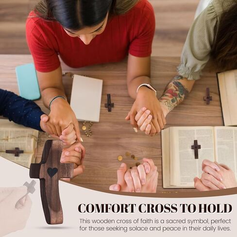 Yaoerlingiiu 8PCs Wooden Fidget Cross My Heart -StressRelief Prayer Cross Christian Encouragement Gift ChristmasGift for Adults/ Handheld Fidget Faith & AnxietySmall Wooden Croses for pocket prayers Prayer rosfor Hand Wall Crosses( Walnut Wood ) in Saudi Arabia