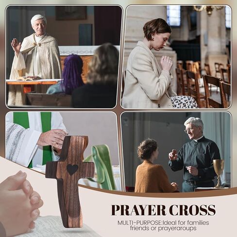 Yaoerlingiiu 8PCs Wooden Fidget Cross My Heart -StressRelief Prayer Cross Christian Encouragement Gift ChristmasGift for Adults/ Handheld Fidget Faith & AnxietySmall Wooden Croses for pocket prayers Prayer rosfor Hand Wall Crosses( Walnut Wood ) in Saudi Arabia