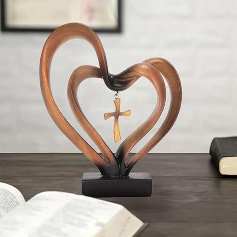 Gonetre Jesus Entwined Hearts Cross Easter Jesus Cross Ornament Jesus Intertwined Hearts Cross Craft Home Decor22*20 * 10CM Easter Supplies (A) in Saudi Arabia