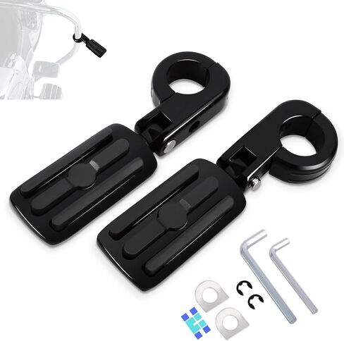 Short Angled Highway Pegs,Adjustable Highway Foot Pegs Foot Rest for Harley Davidson Touring Electra Road King Street Glide with 1.25 Engine Guard, Chrome in Kuwait