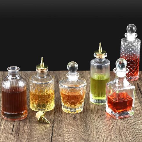 QWORK Glass Bitters Bottles Set of 6, Zinc Alloy Dash Tops and Leak-Resistant Stoppers for Smooth Dispensing in Saudi Arabia