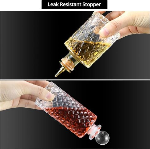 QWORK Glass Bitters Bottles Set of 6, Zinc Alloy Dash Tops and Leak-Resistant Stoppers for Smooth Dispensing in Saudi Arabia