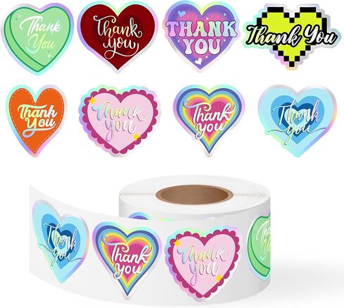 500Pcs Smile Thank You Stickers Roll Holographic Pastel Adhesive Labels for Small Business Packing Envelope Seals Handmade Crafts Gift Wedding Baby Shower Party Favors Greeting Cards, 1.5 Inch in Saudi Arabia