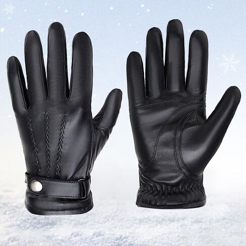 Men's Leather Winter Gloves - Touchscreen Compatible with Cashmere Lining for Driving in Saudi Arabia