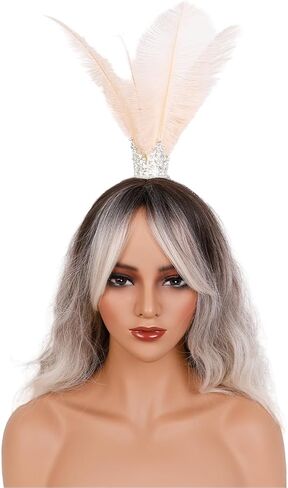 Gothic Rhinestone Feather Crown Headpiece – Halloween Carnival Masquerade Costume Accessory for Women (Lake blue) in Saudi Arabia